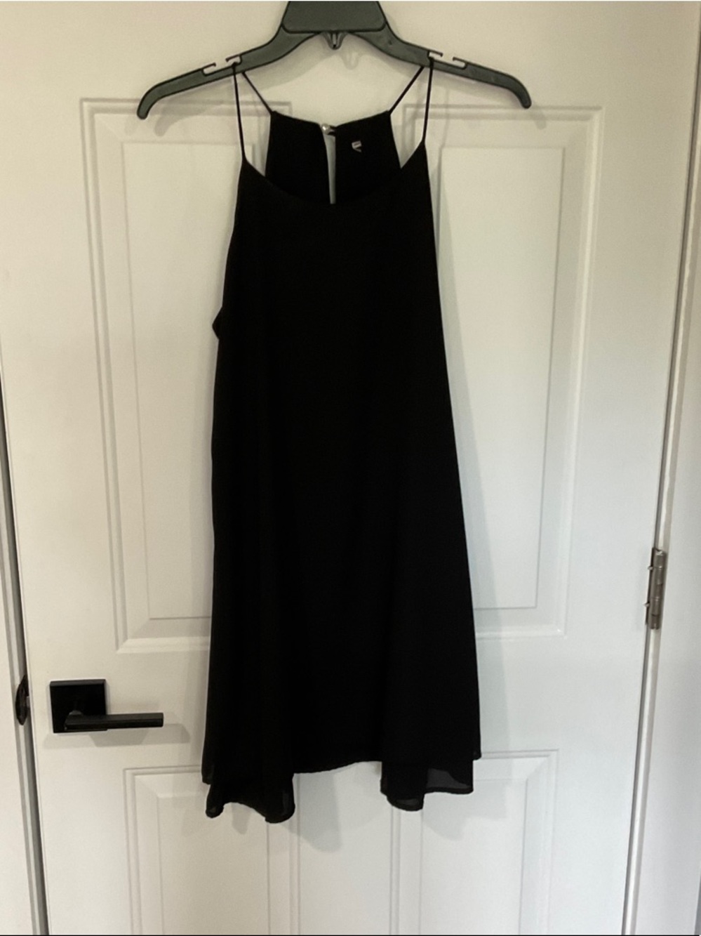 Black Slip Dress with Spaghetti Straps - Women's Dress